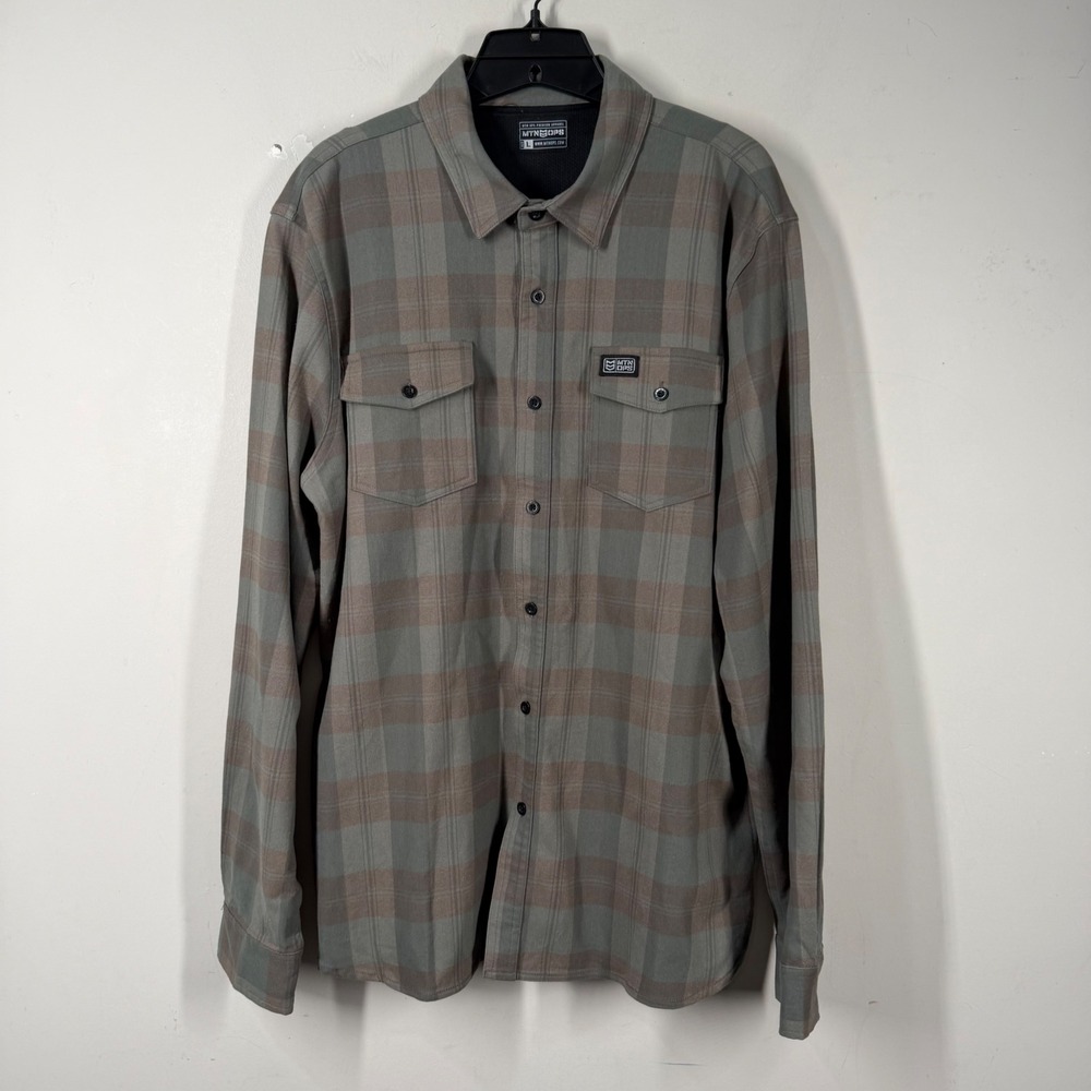 MTN OPS Mens Pinyon Tri Blend Premium Flannel Shirt Sz L Sage Plaid Long Sleeve